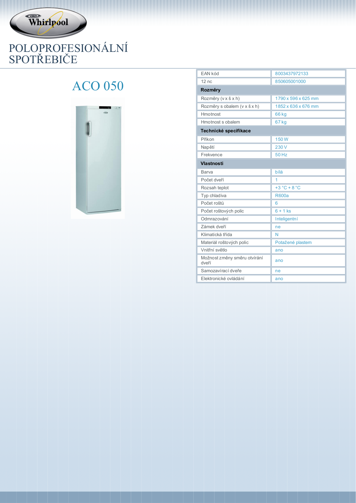 Whirlpool ACO 050 User Manual