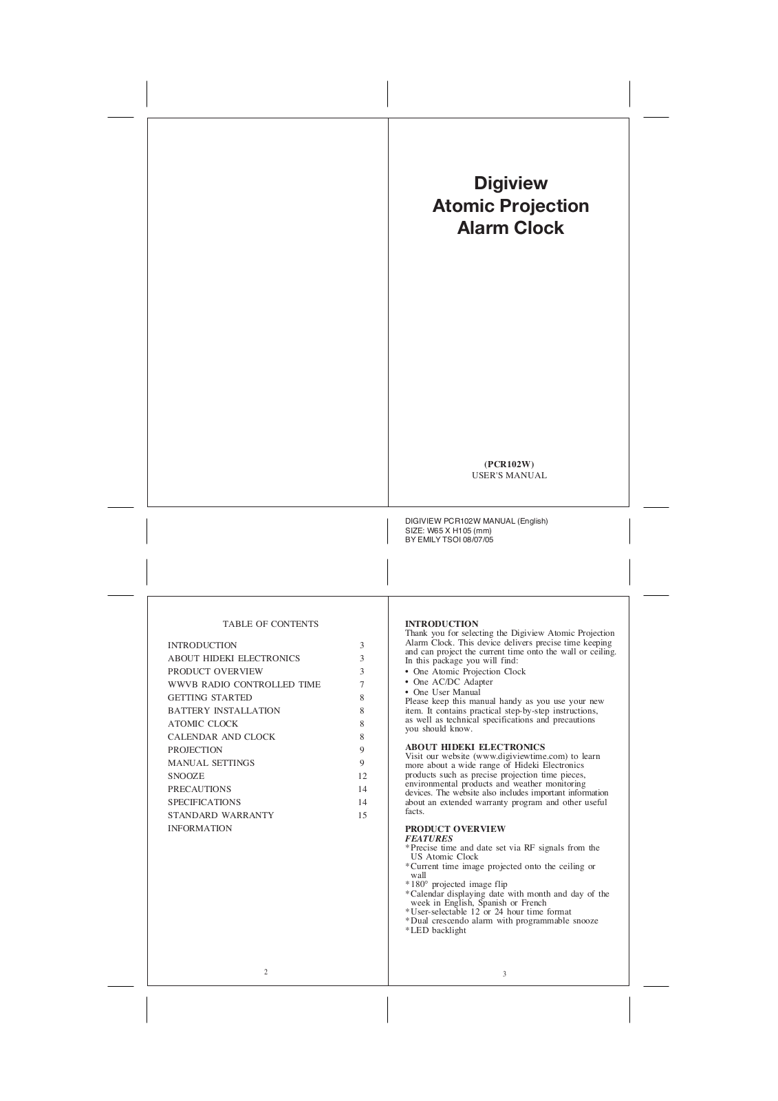 Digiview PCR102W User Manual