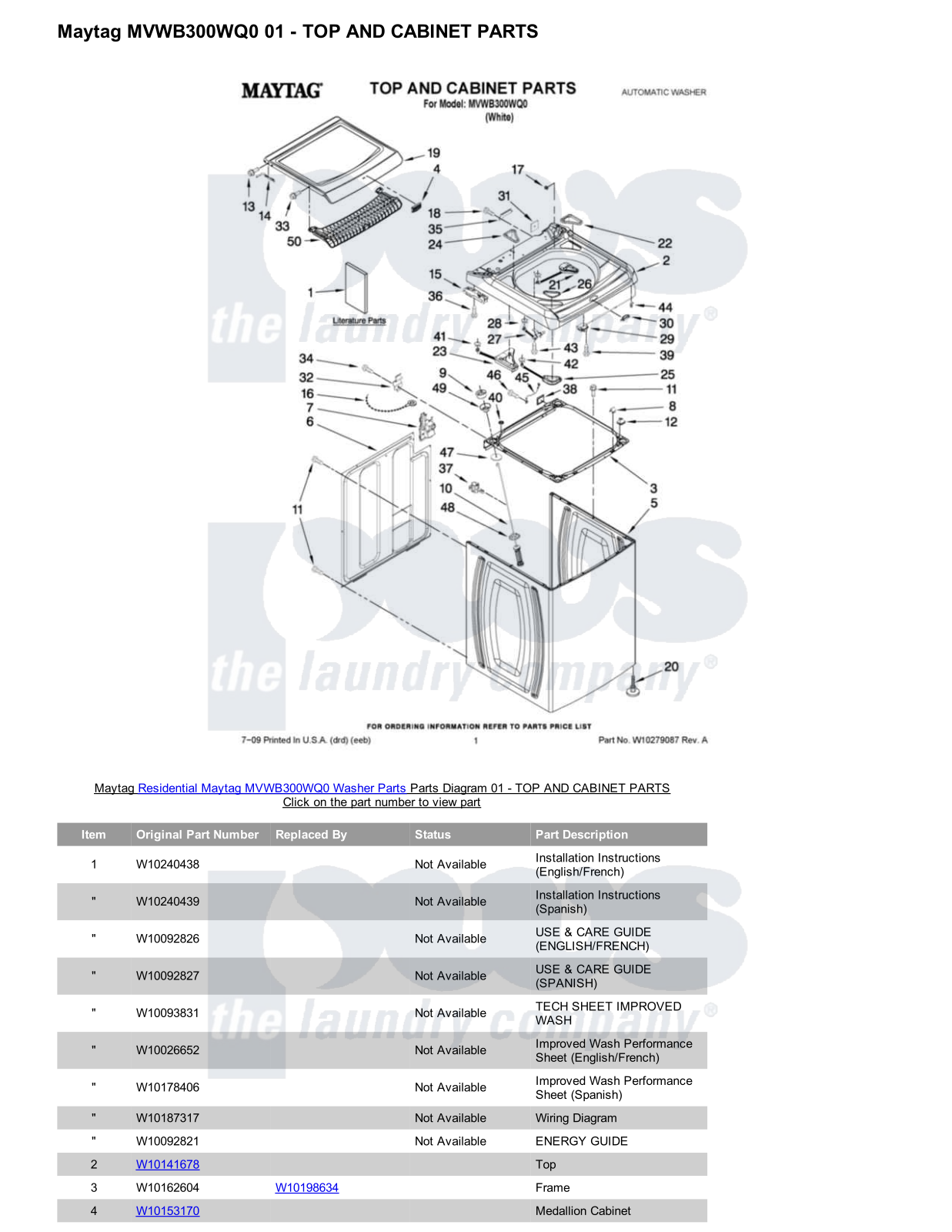 Maytag MVWB300WQ0 Parts Diagram