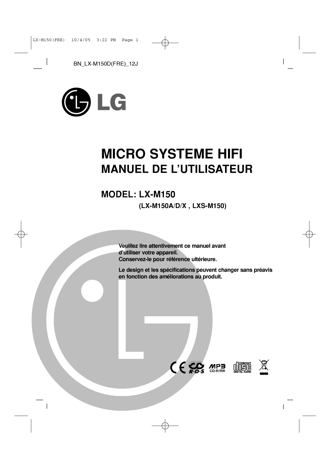LG LX-M150D User Manual