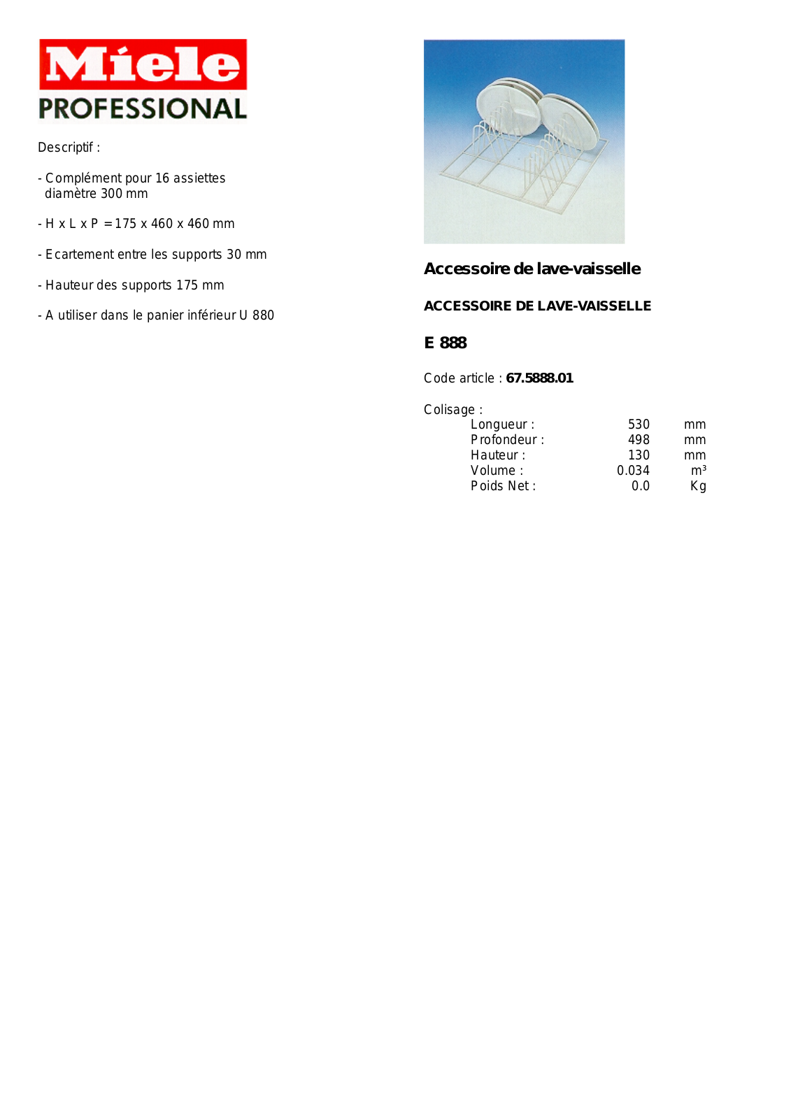 MIELE E 888 DESCRIPTIF User Manual