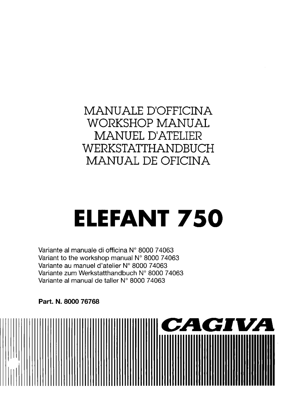 Cagiva Elefant 750 Workshop Manual