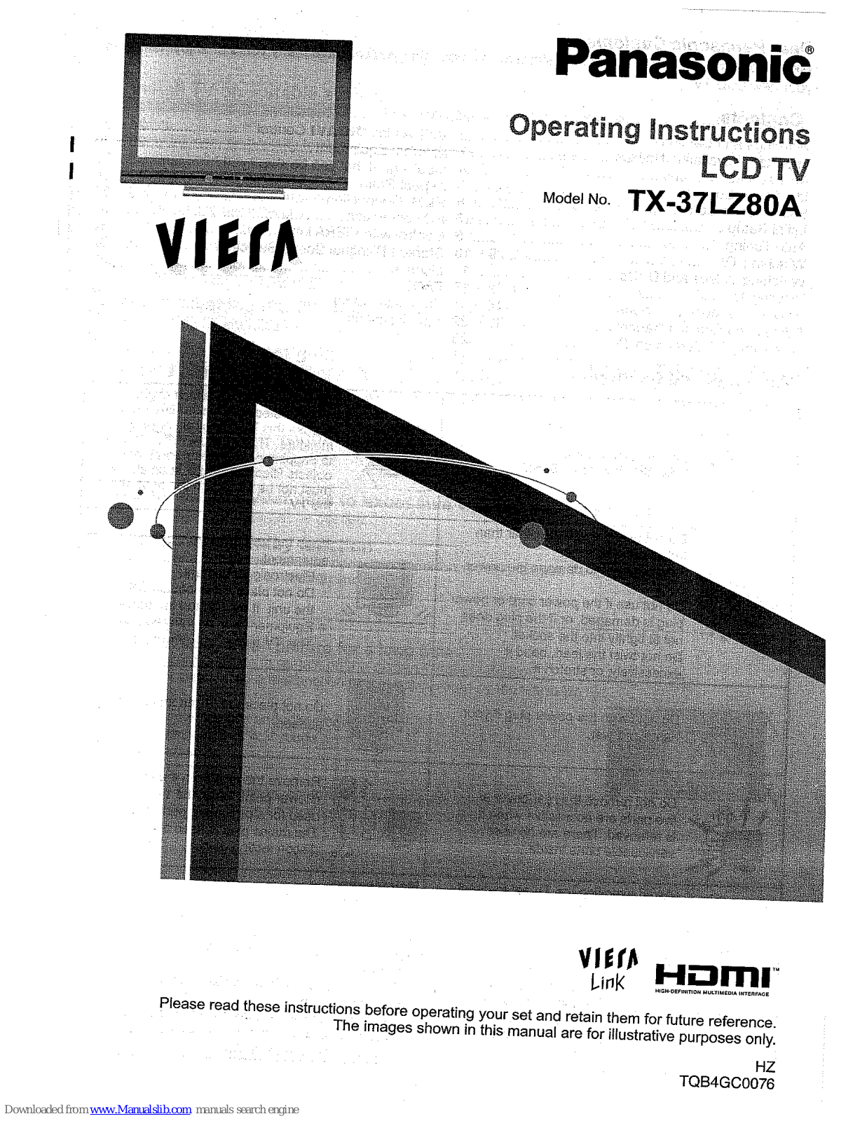 Panasonic Viera TX-37LZ80A Operating Instructions Manual