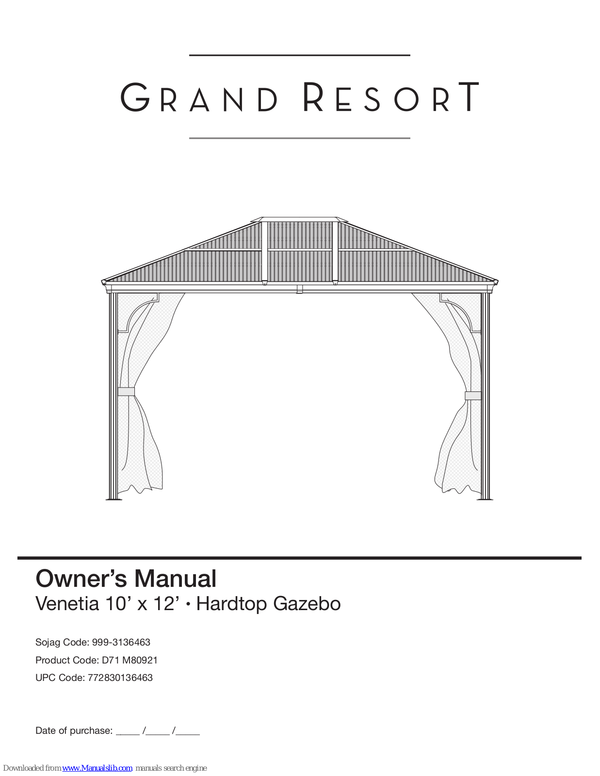 GRAND RESORT Venetia Owner's Manual