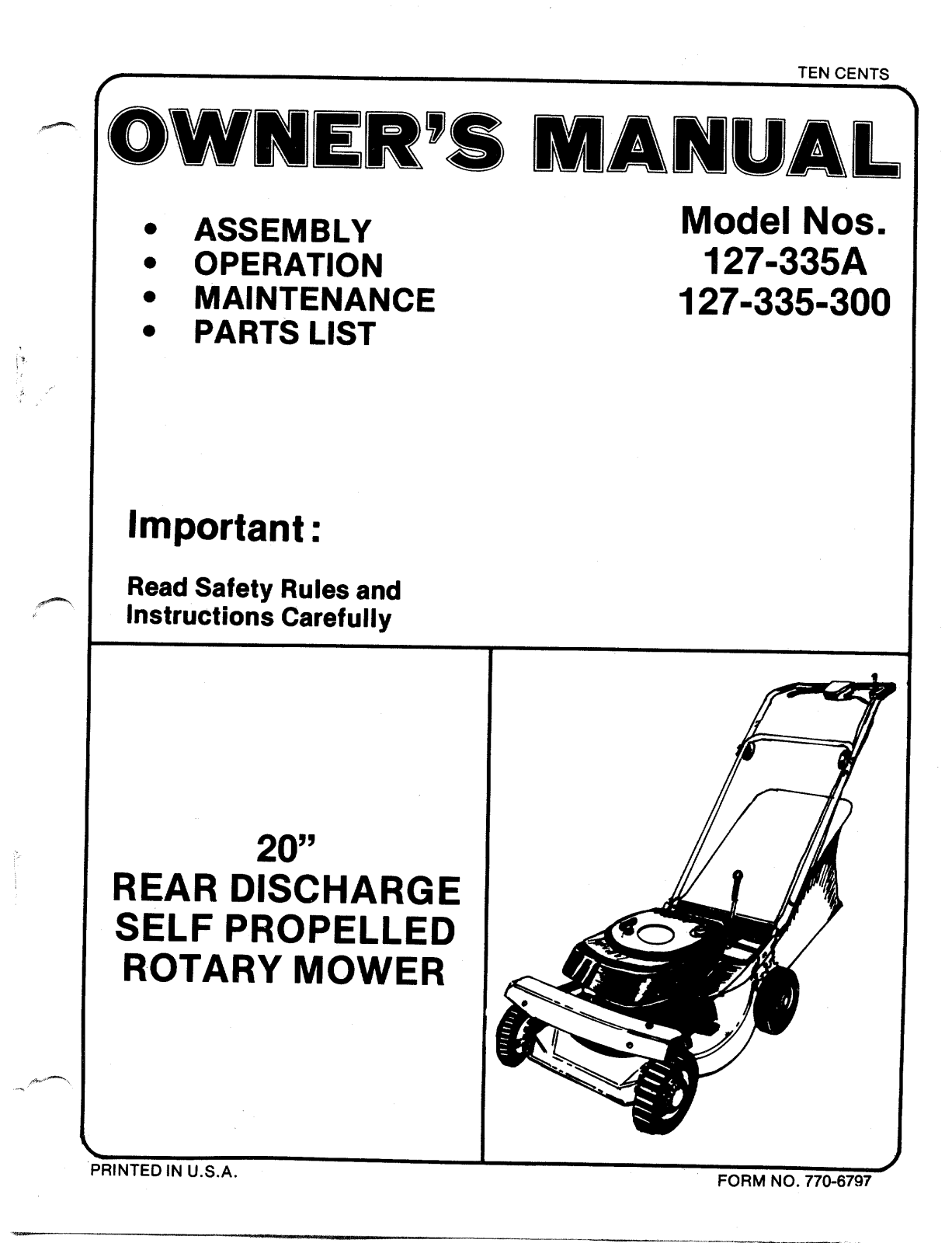 MTD 127-335-300, 127-335A User Manual