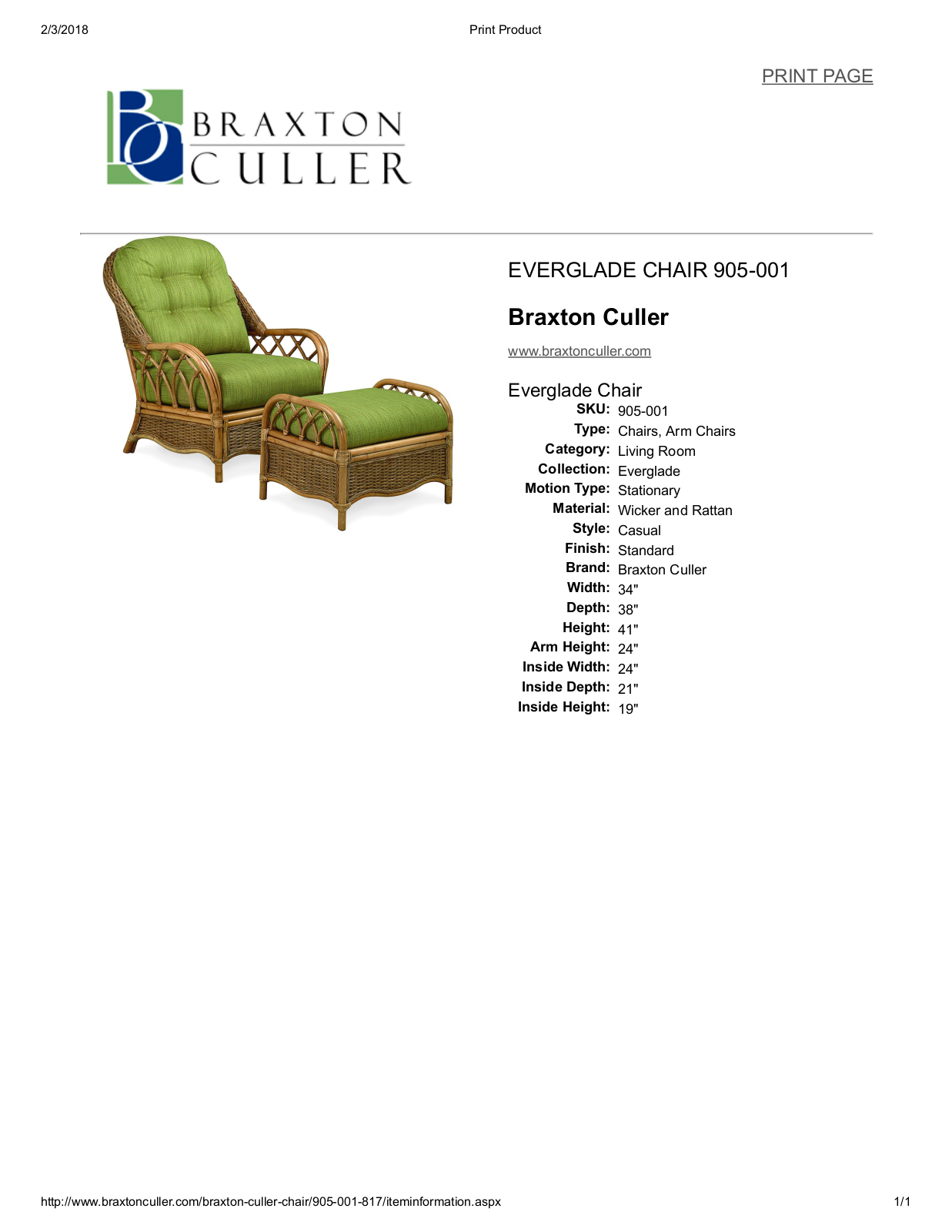 Braxton Culler BXCL1727 Specifications - ManualMachine.com