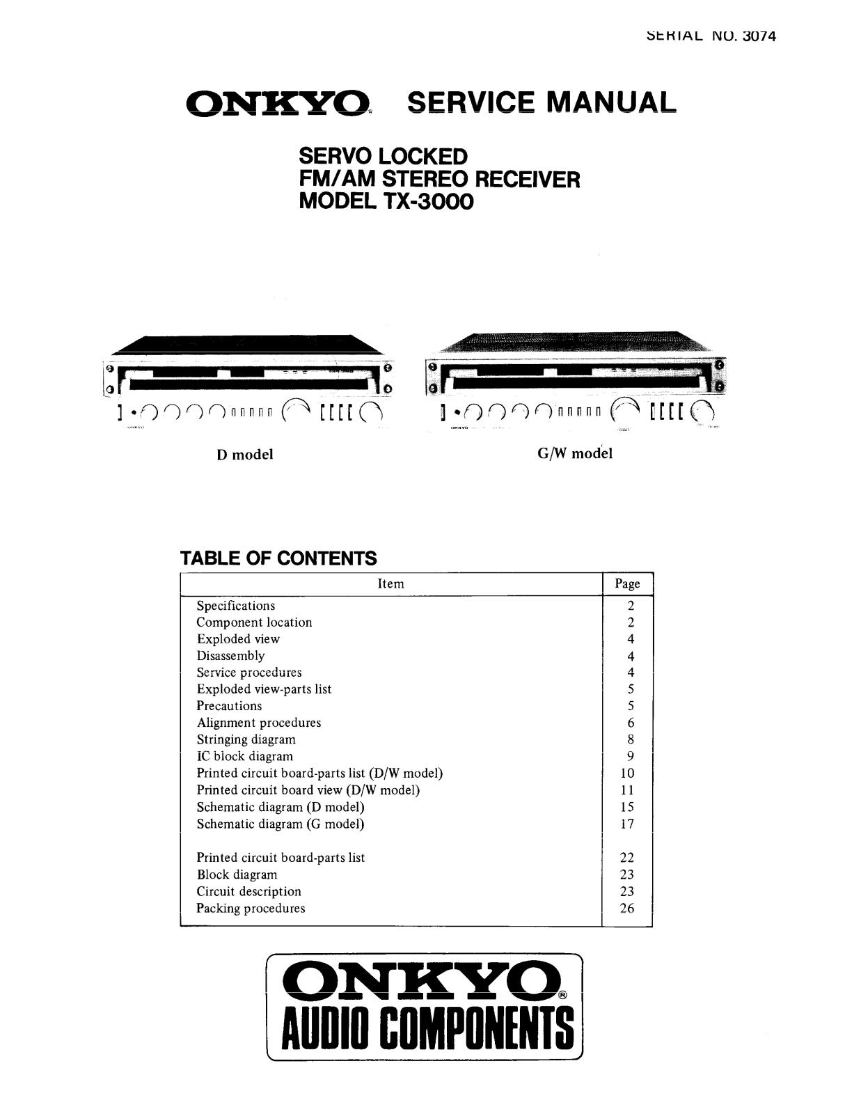 Onkyo TX-3000 Service manual