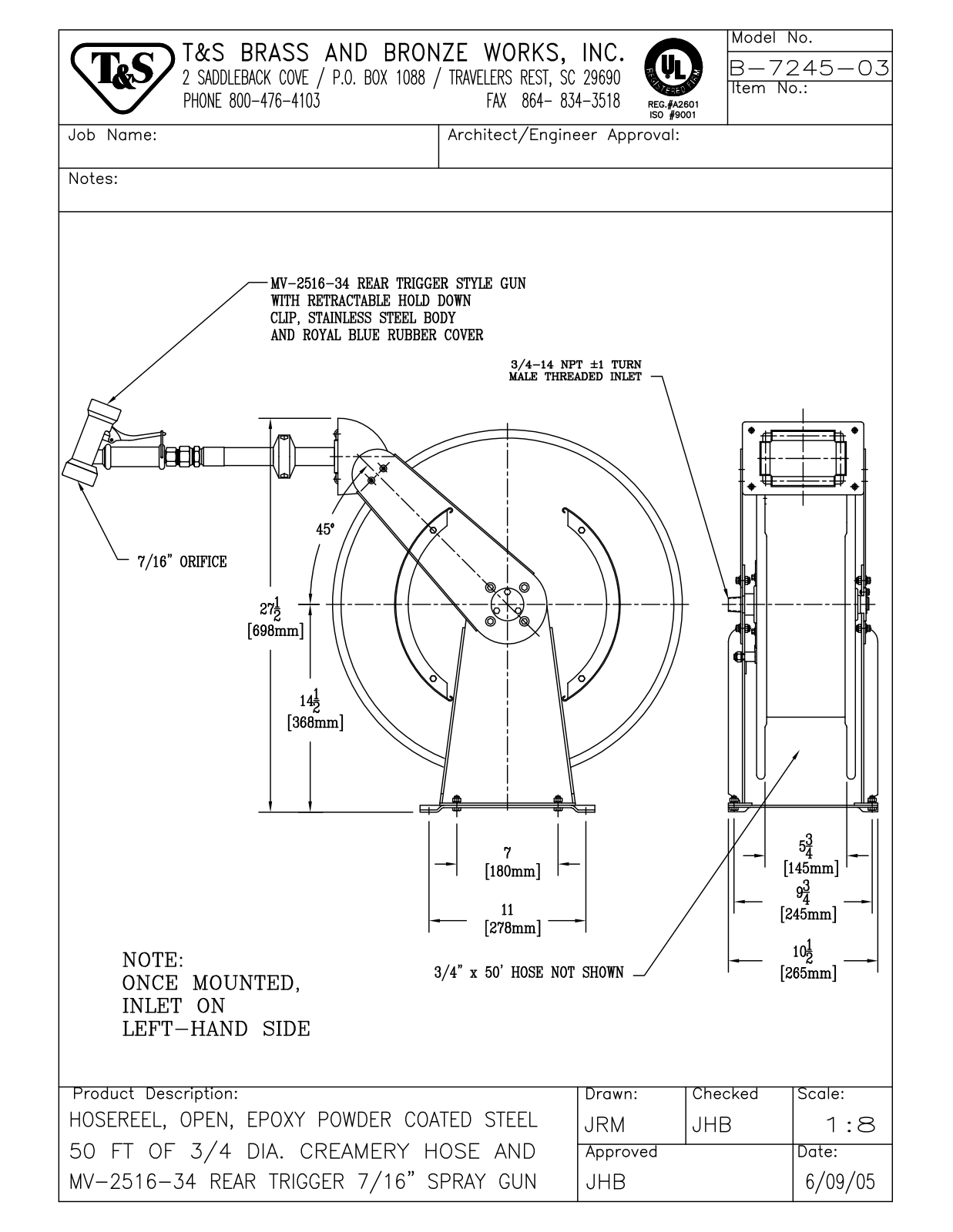 T & S Brass & Bronze Works B-7245-03 General Manual