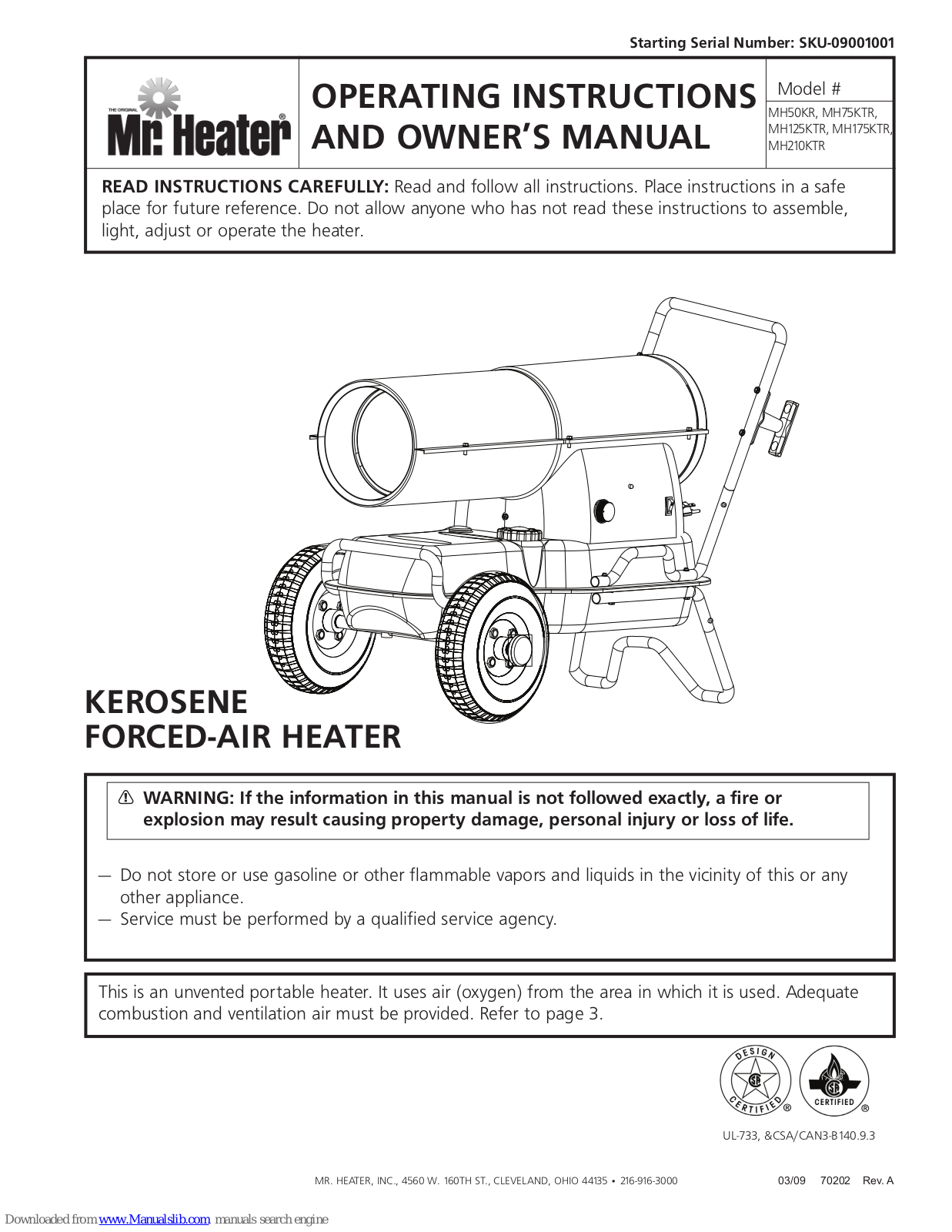 Mr. Heater MH50 Owner's Manual