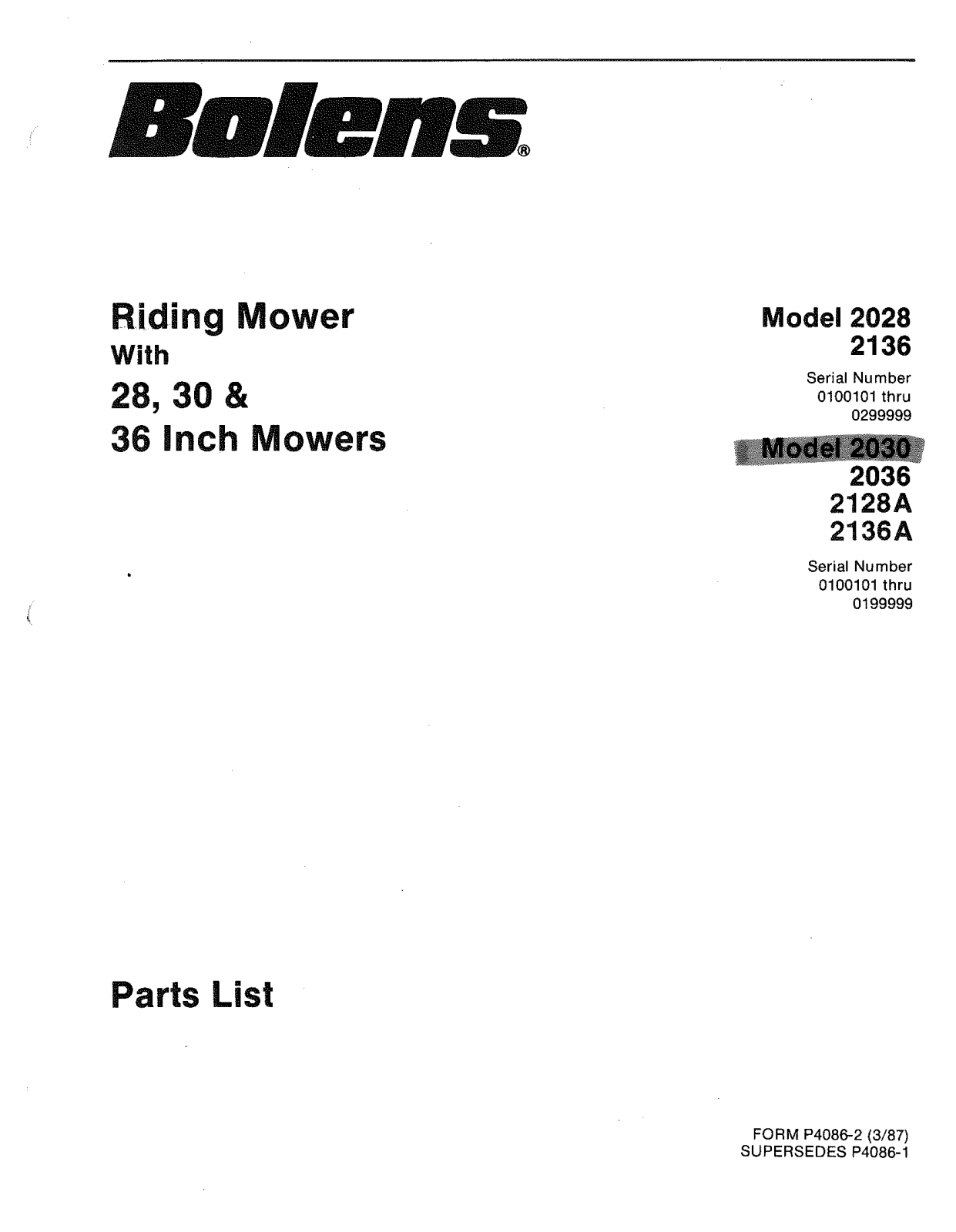 yard-man 2028, 2036, 2030, 2136, 2128a operators Manual