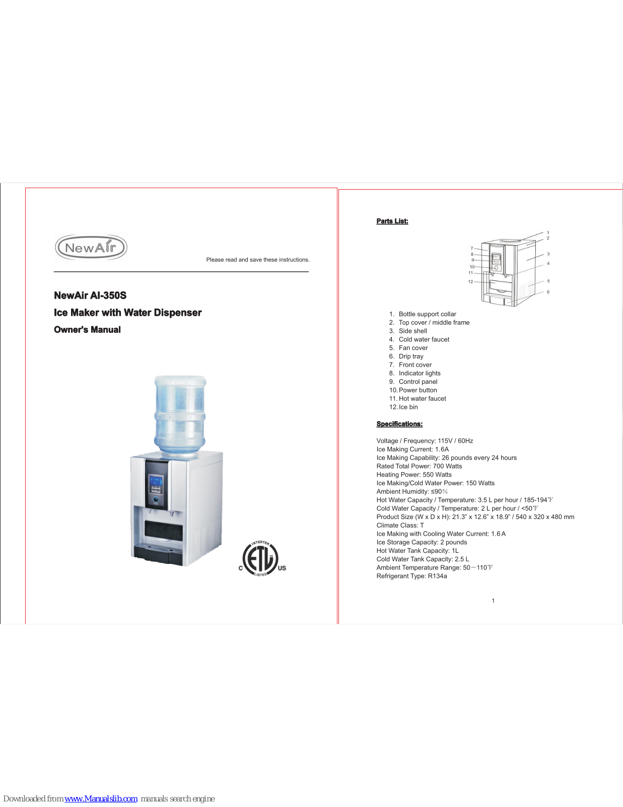 NewAir AI-350S Owner's Manual