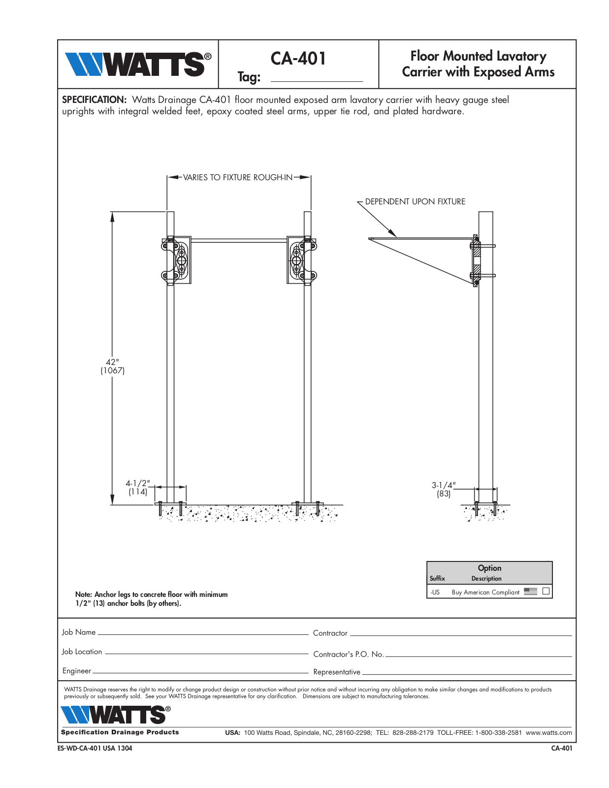 Watts CA-401 User Manual