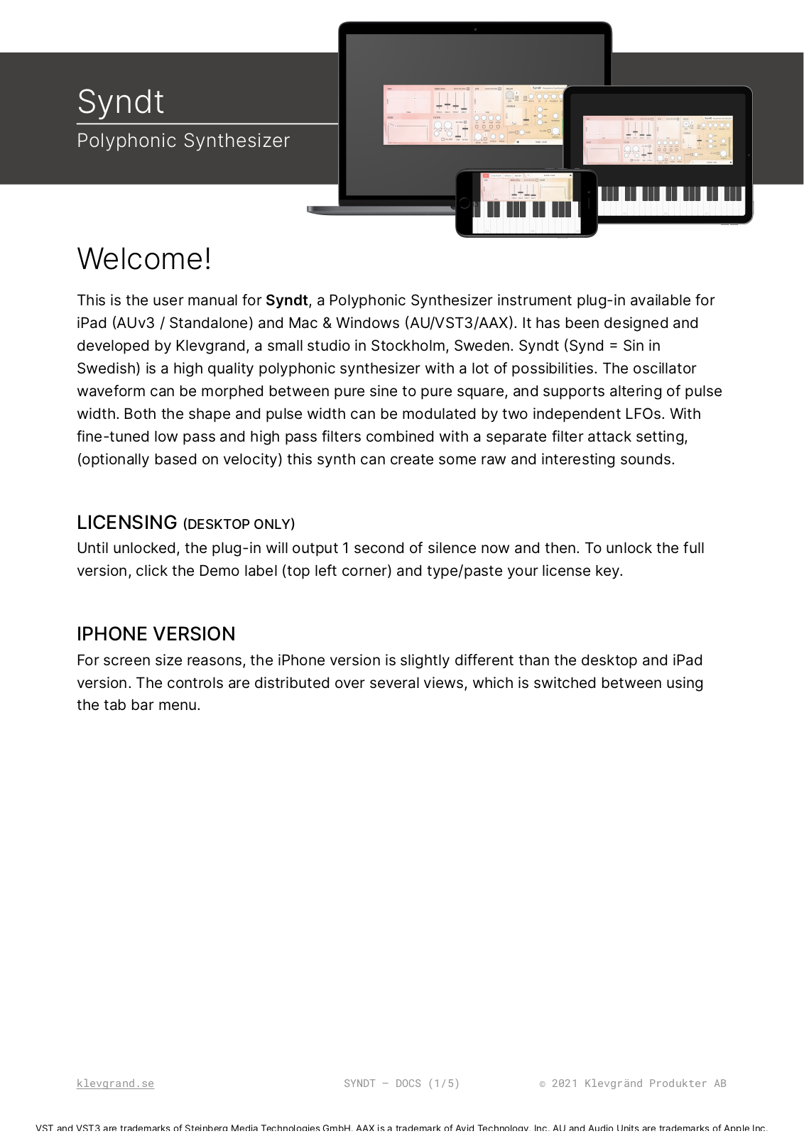 klevgrand Syndt User Manual