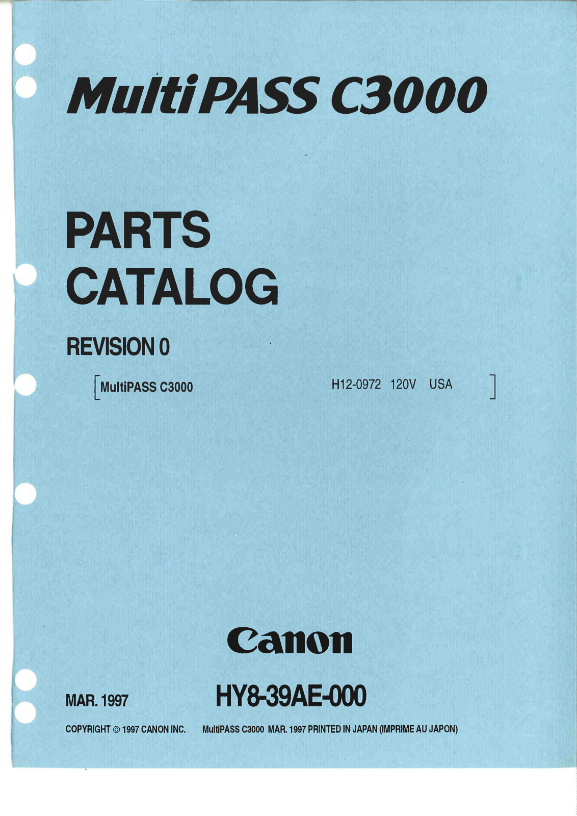 Canon C3000 PARTS CATALOG