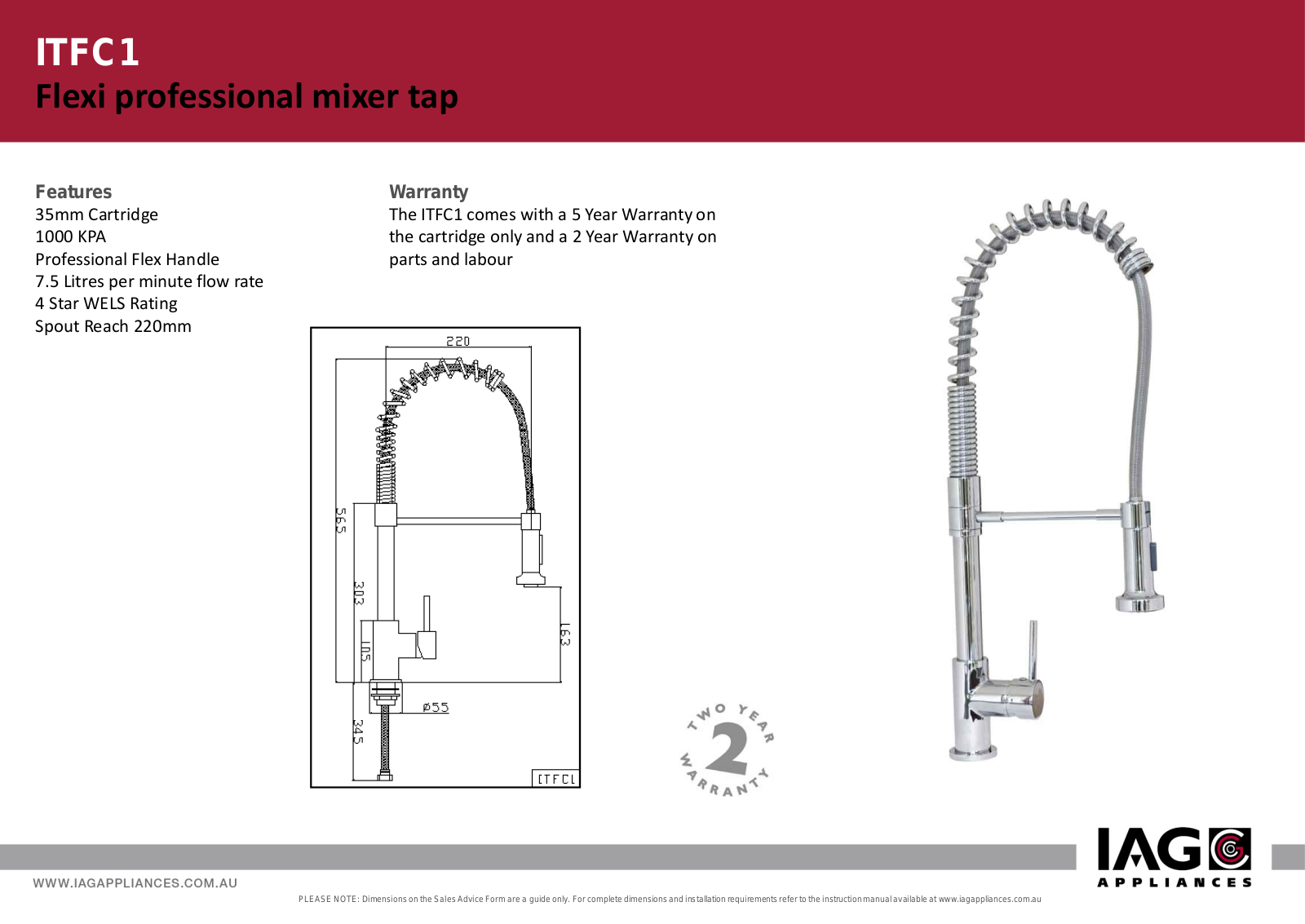 Arc ITFC1 Specifications Sheet