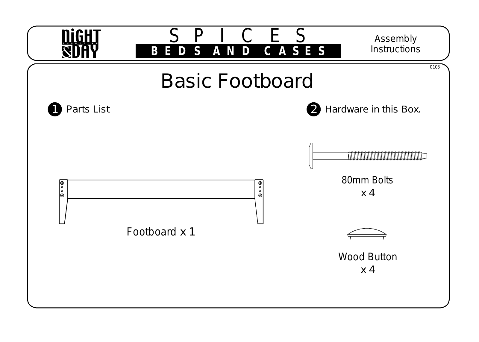 Night & Day Basic Footboard Assembly Instruction