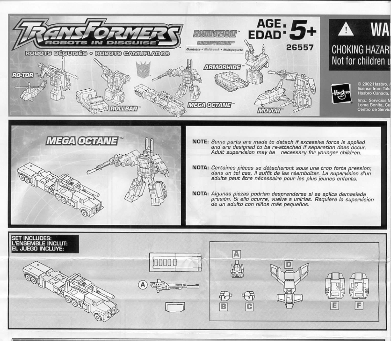 HASBRO Transformers Robot Disguise Ruination Decepticons User Manual