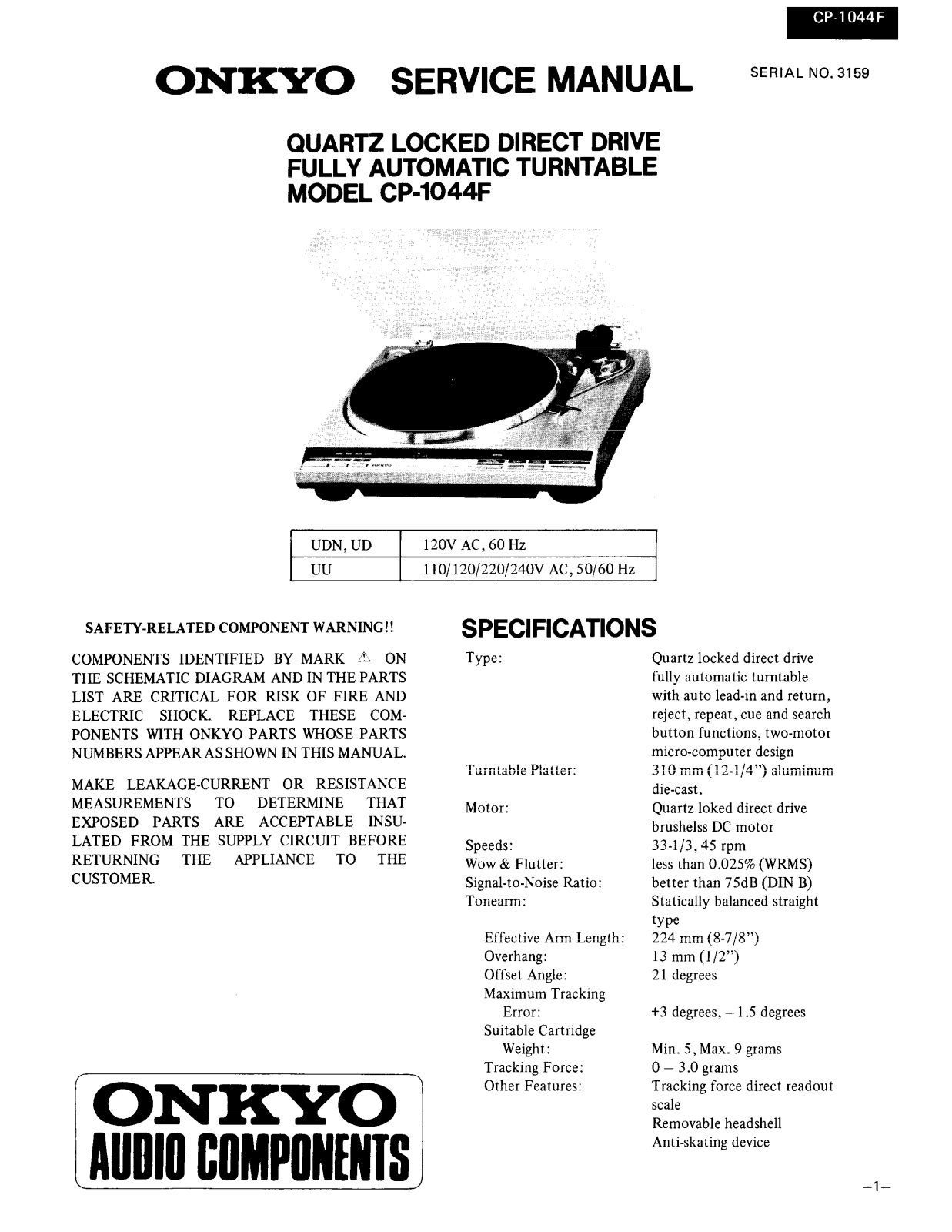 Onkyo C-1044-F Service Manual