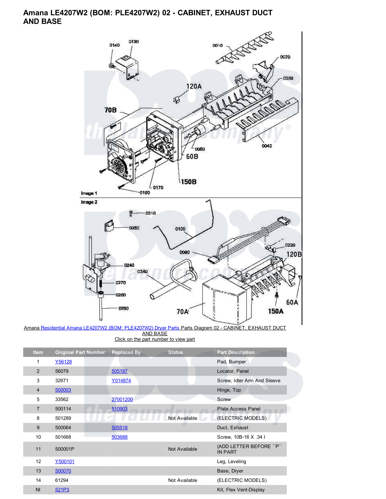 Amana LE4207W2 Parts Diagram