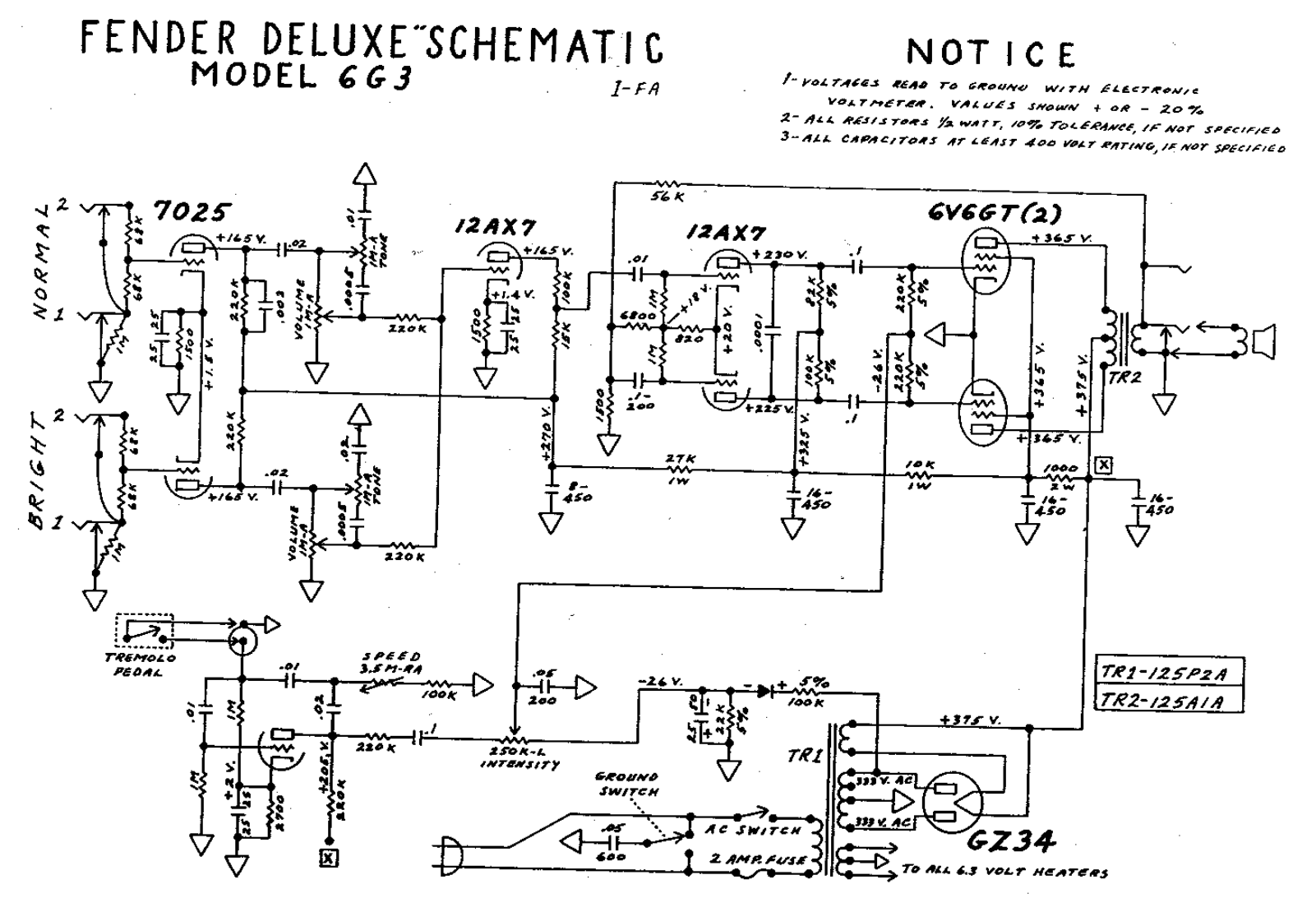 Fender Deluxe-6G3 Schematic