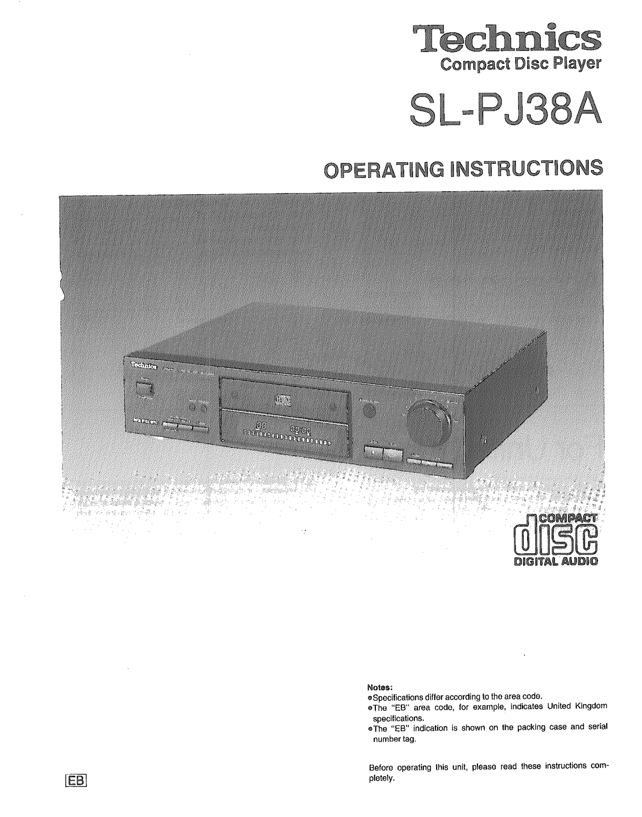Panasonic SL-PJ38 User Manual