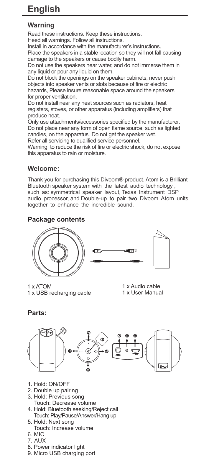 Divoom Technology ATOM User Manual