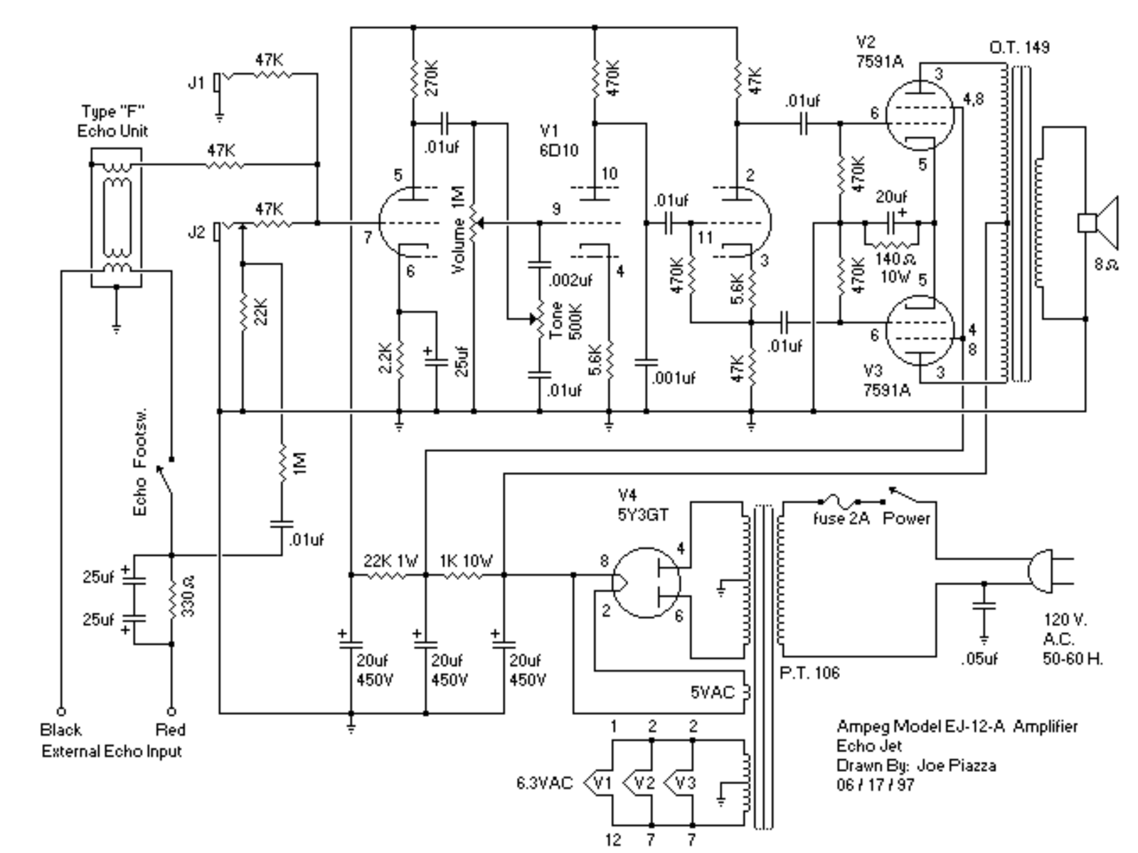 Ampeg ej12a echo jet schematic