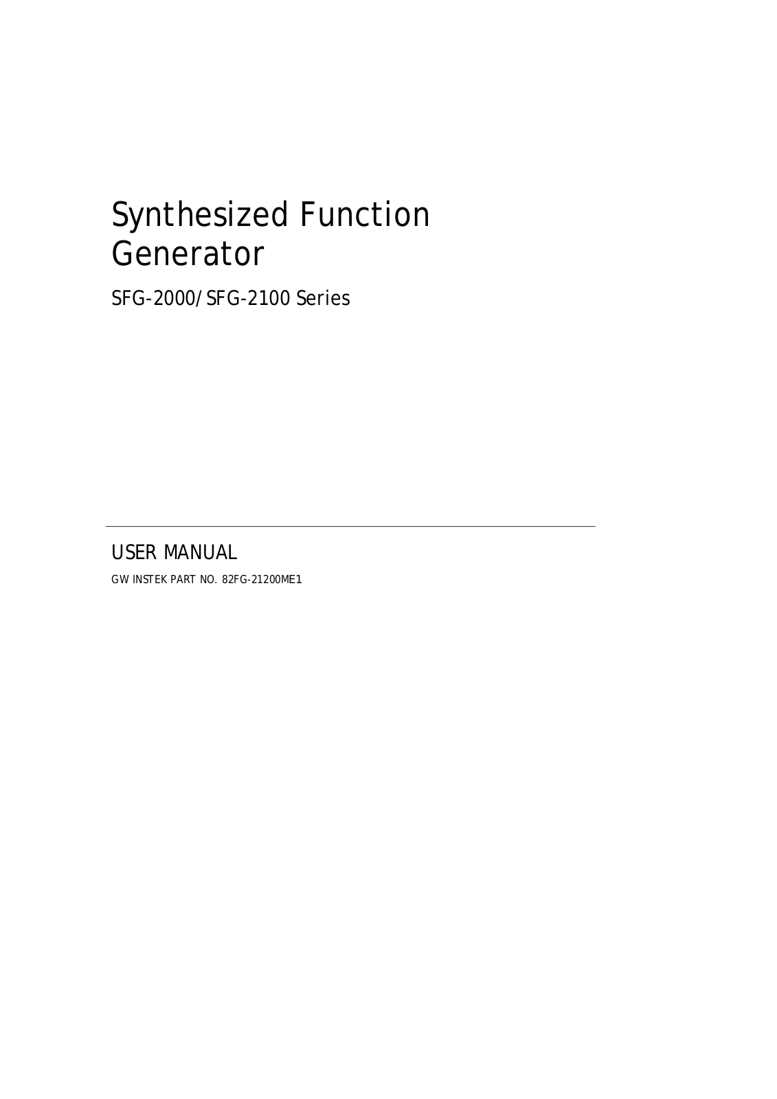 GW Instek SFG 2004 User guide