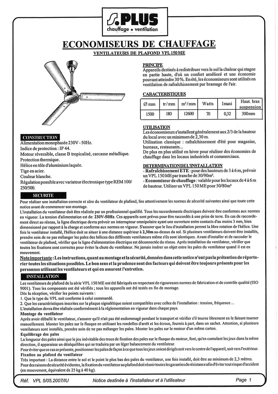 S.PLUS VPL 150ME User Manual