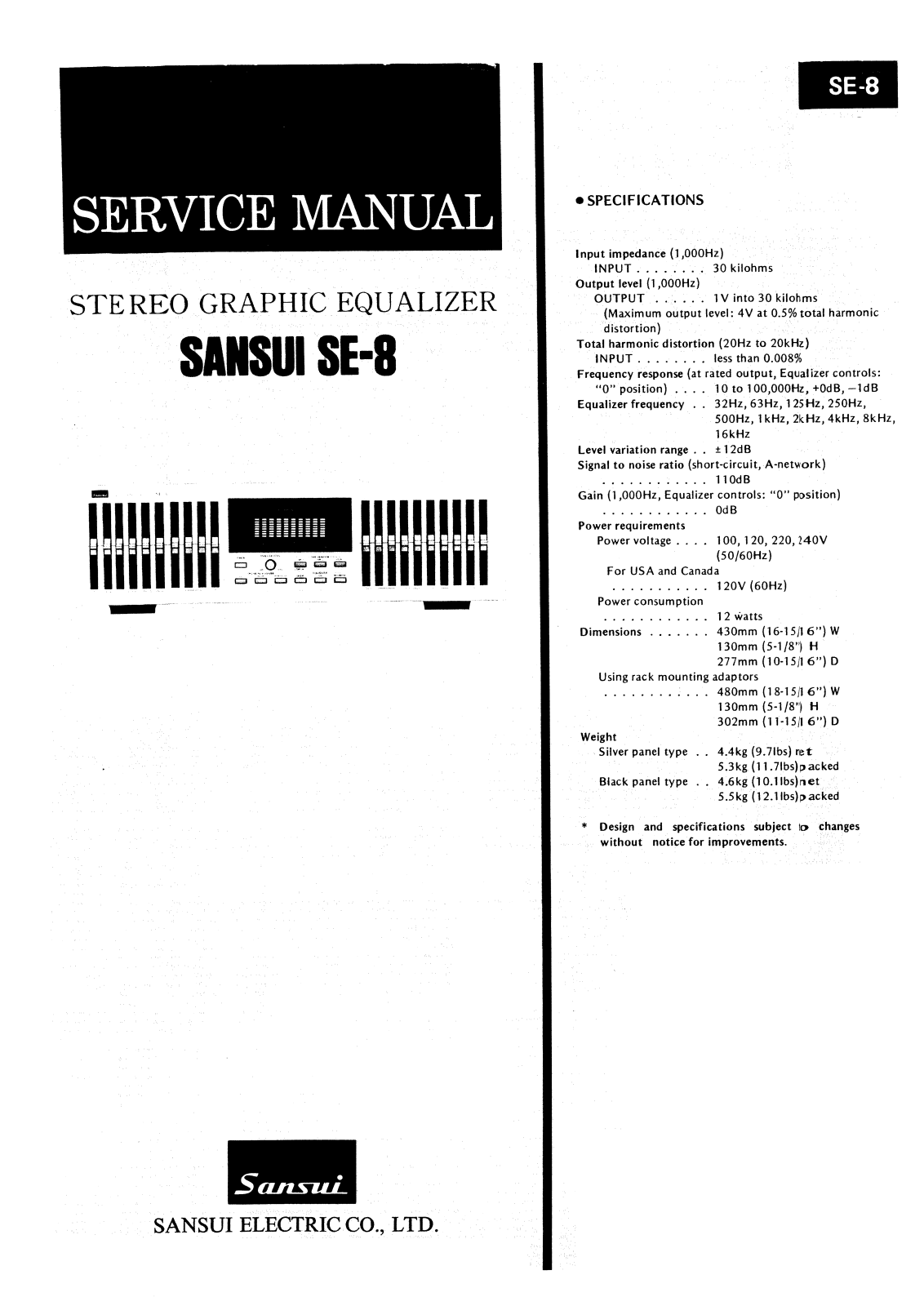 Sansui SE-8 Service manual