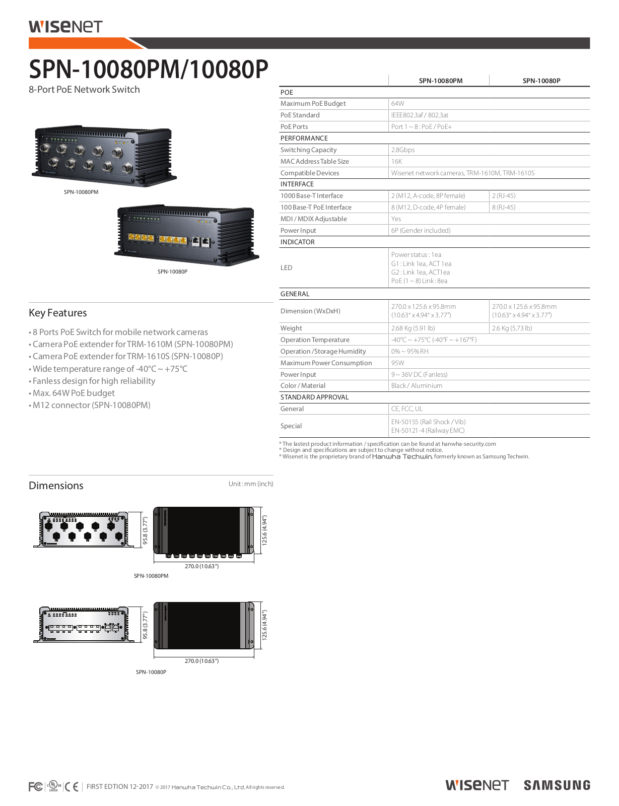 Samsung SPN-10080PM, SPN-10080P Specsheet