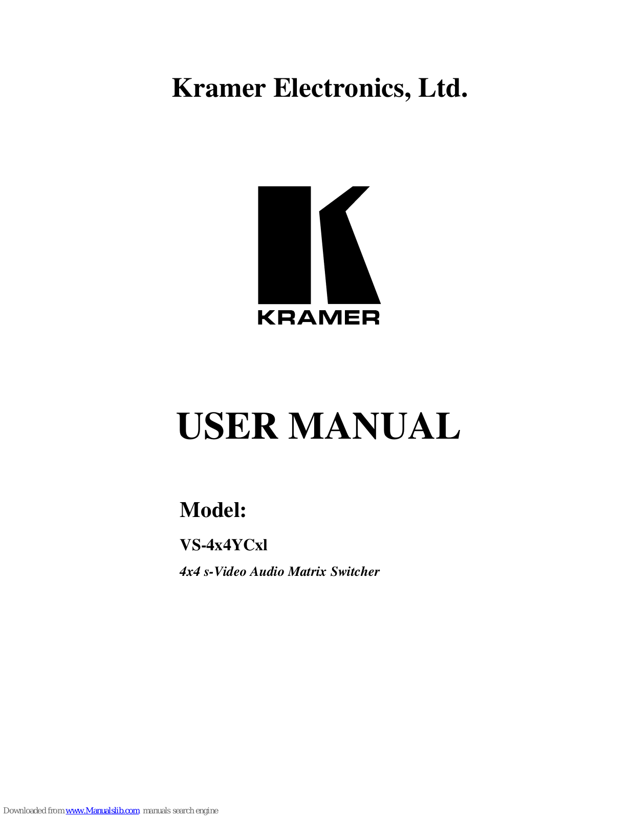 Kramer VS-4x4YCx1, VS-4x4YCxl User Manual