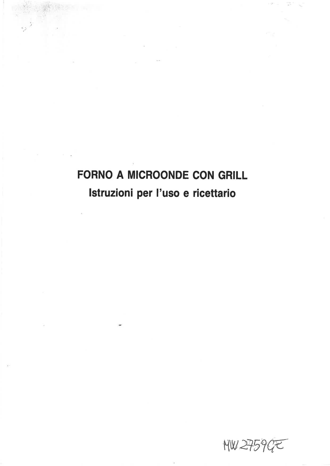 Delonghi MW 2759GE User Manual