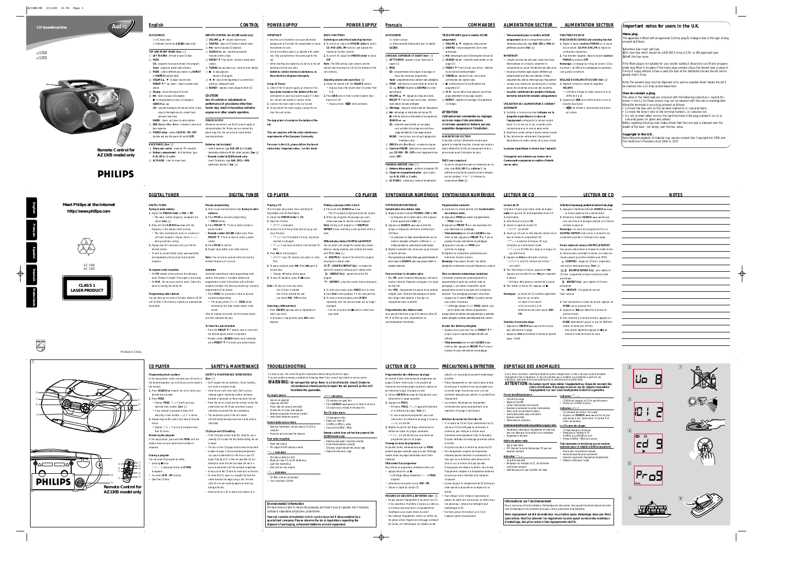 Philips AZ1305/17 User Manual