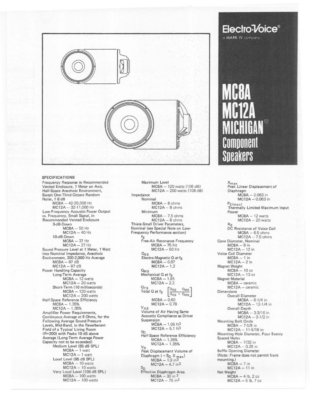 Electro-Voice MC8A, MC12A User Manual