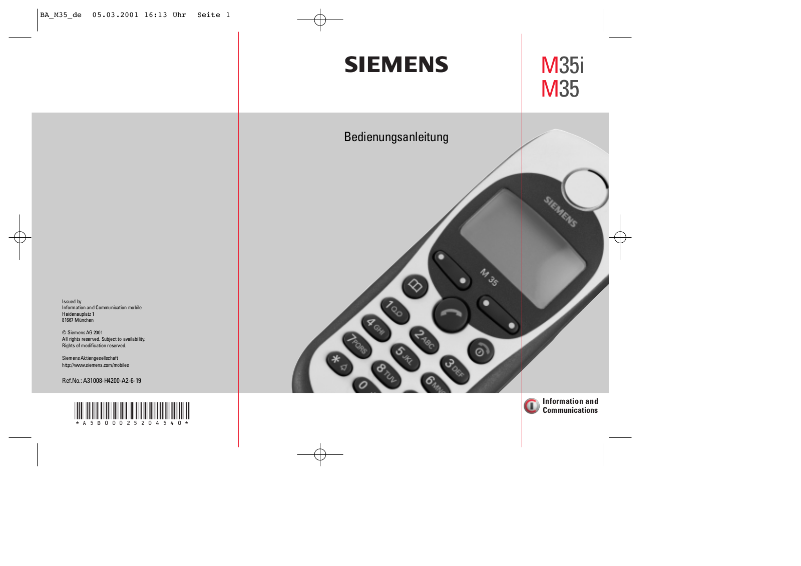 Siemens M35, M35i User Manual