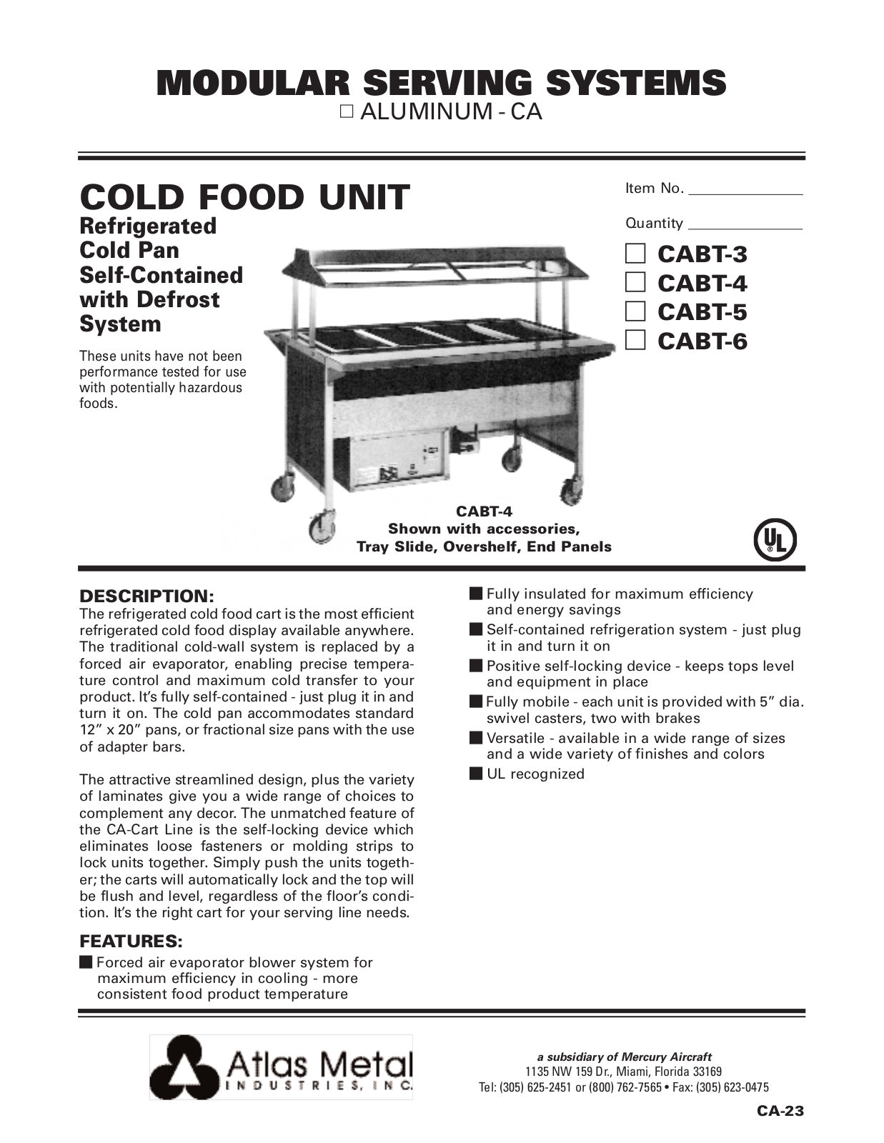 Atlas Metal CABT-5 User Manual