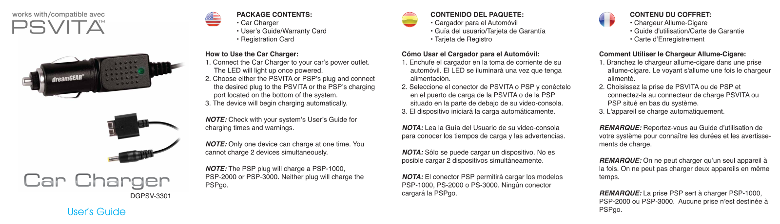 DreamGEAR DGPSV-3301 User Manual