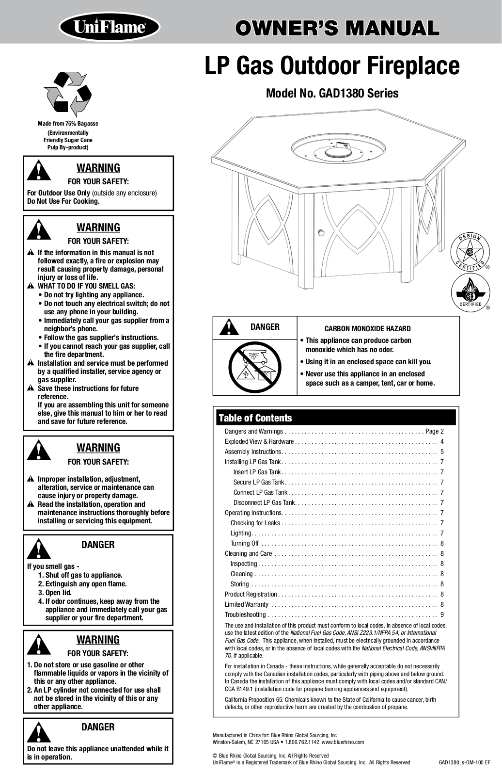 Endless Summer GAD1380SP User Manual