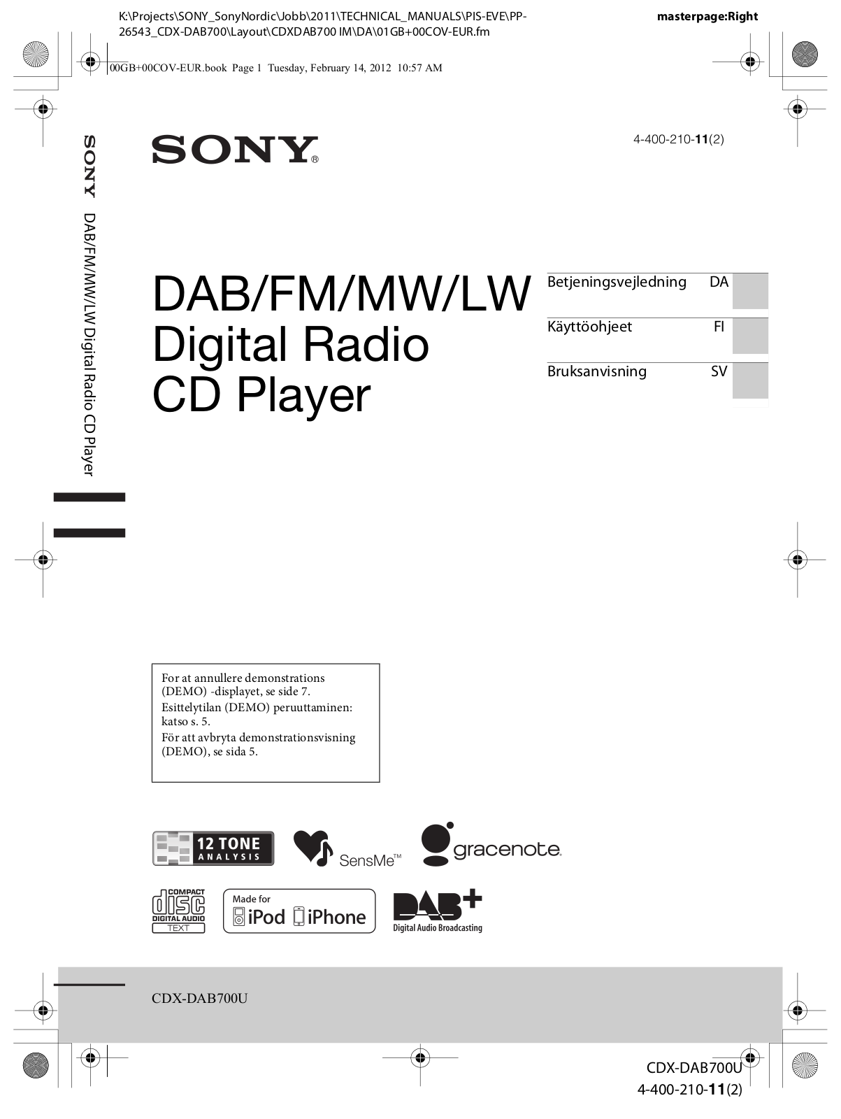 Sony CDX-DAB700U User Manual