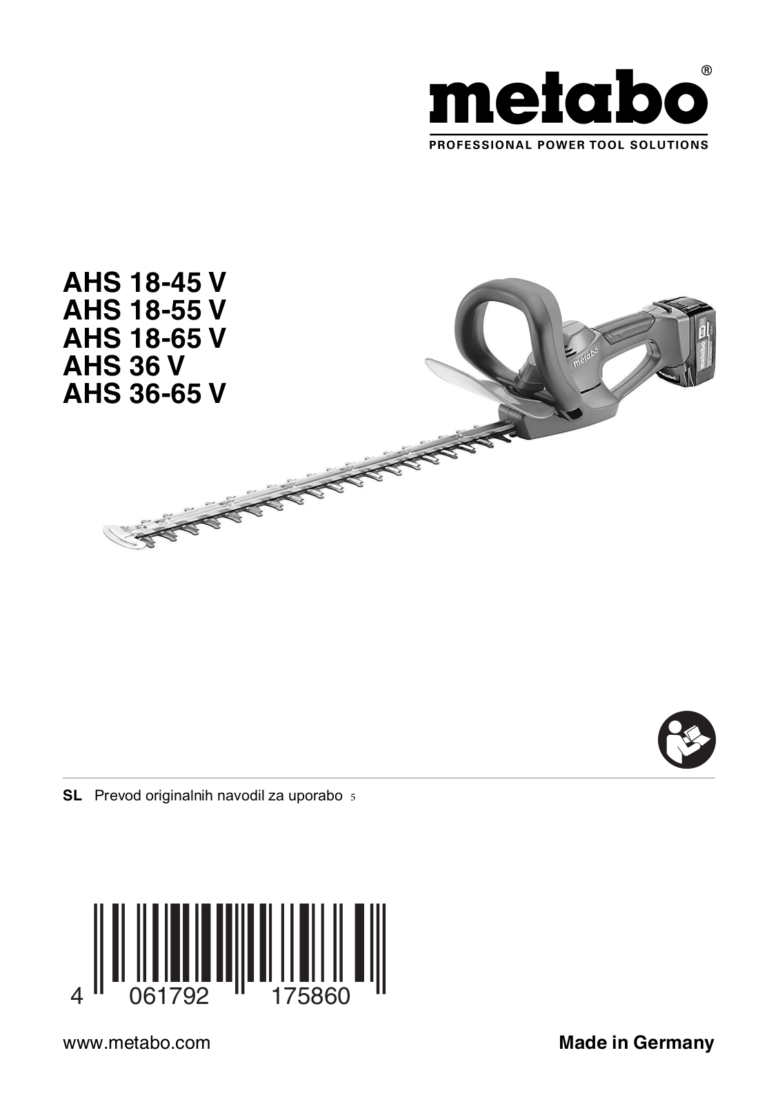 Metabo AHS 18-45 V, AHS 18-55 V, AHS 18-65 V, AHS 36 V, AHS 36-65 V User guide - ManualMachine.com