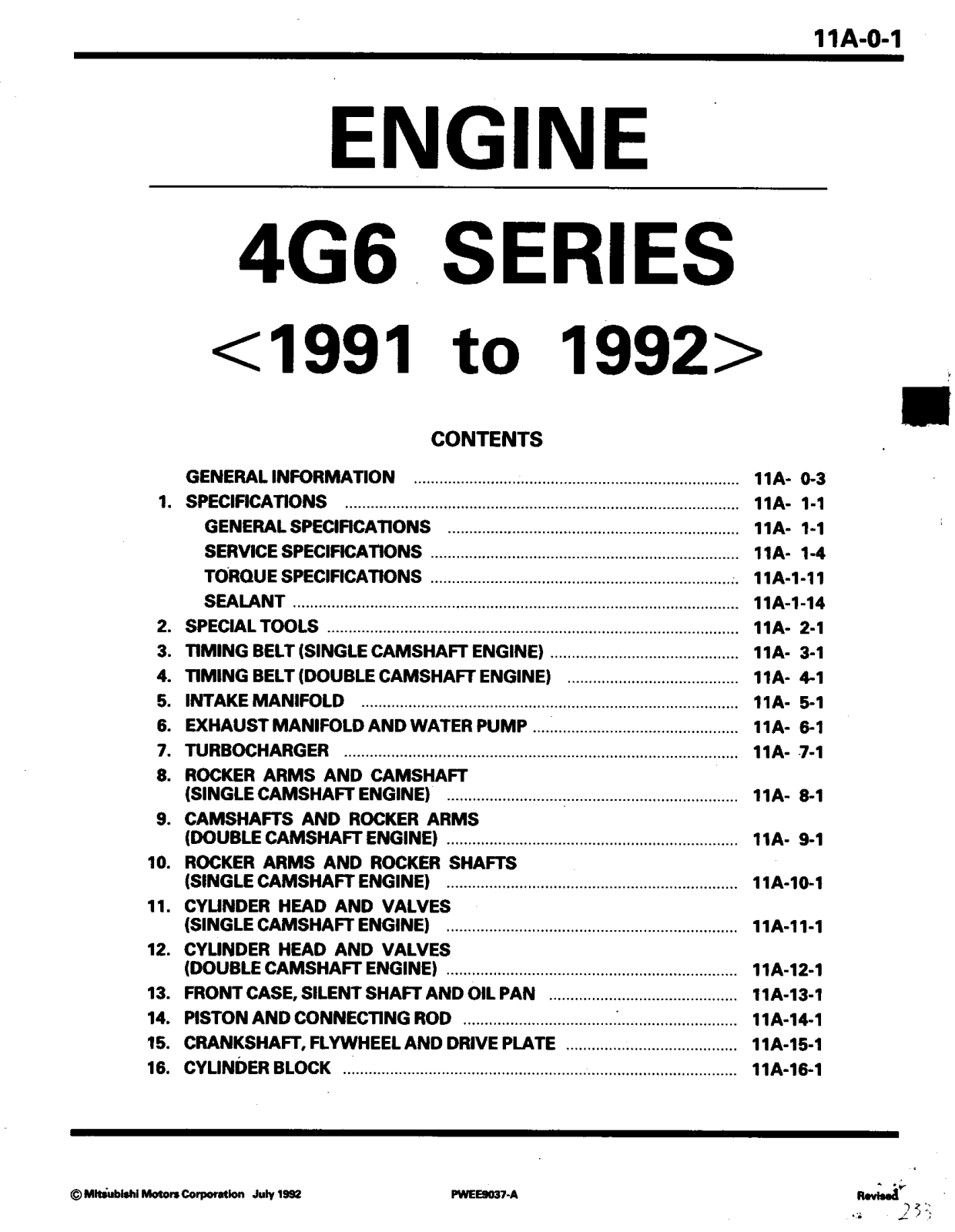 Mitsubishi 4G6 1991 1992 User Manual