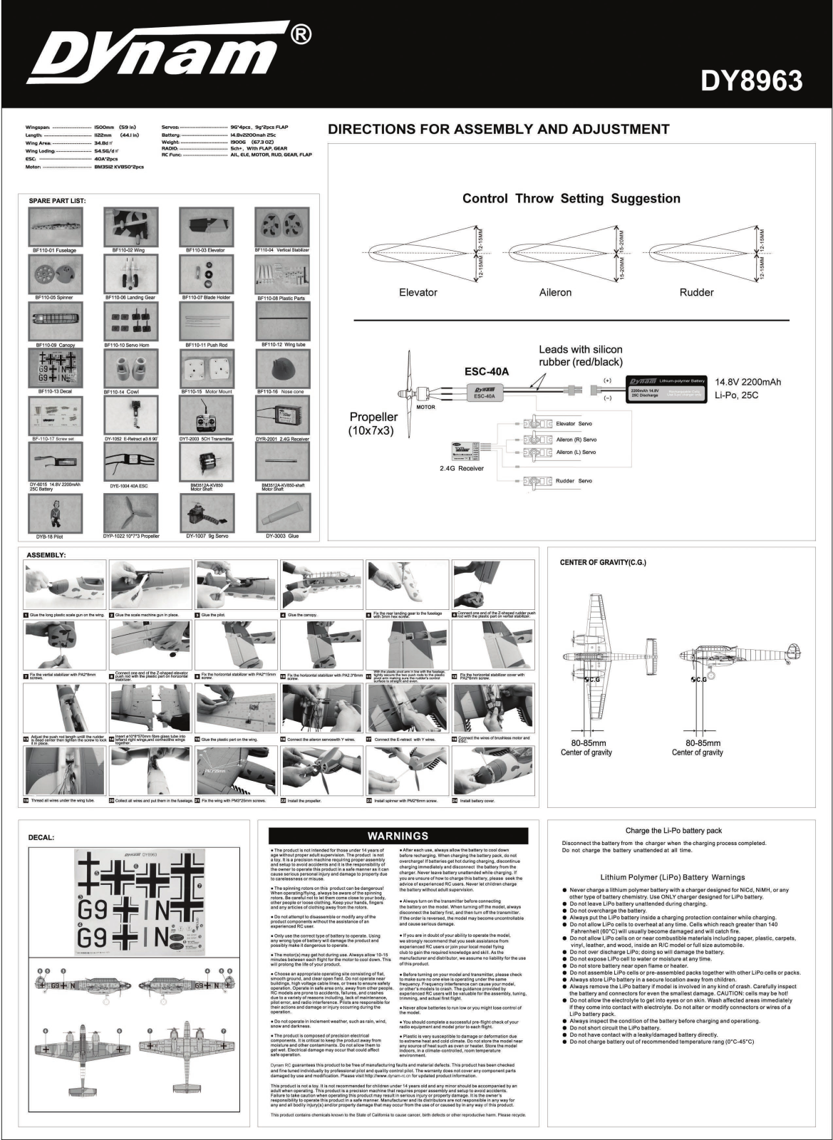 Dynam DY8963 Warranty