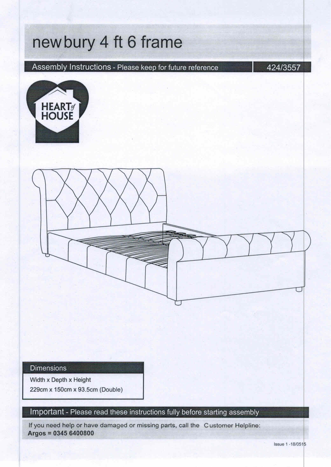 Argos 4243557 ASSEMBLY INSTRUCTIONS