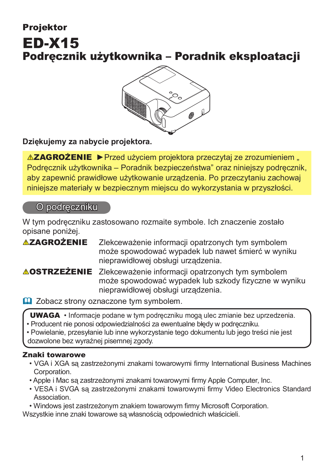 Hitachi ED-X15EF User Manual