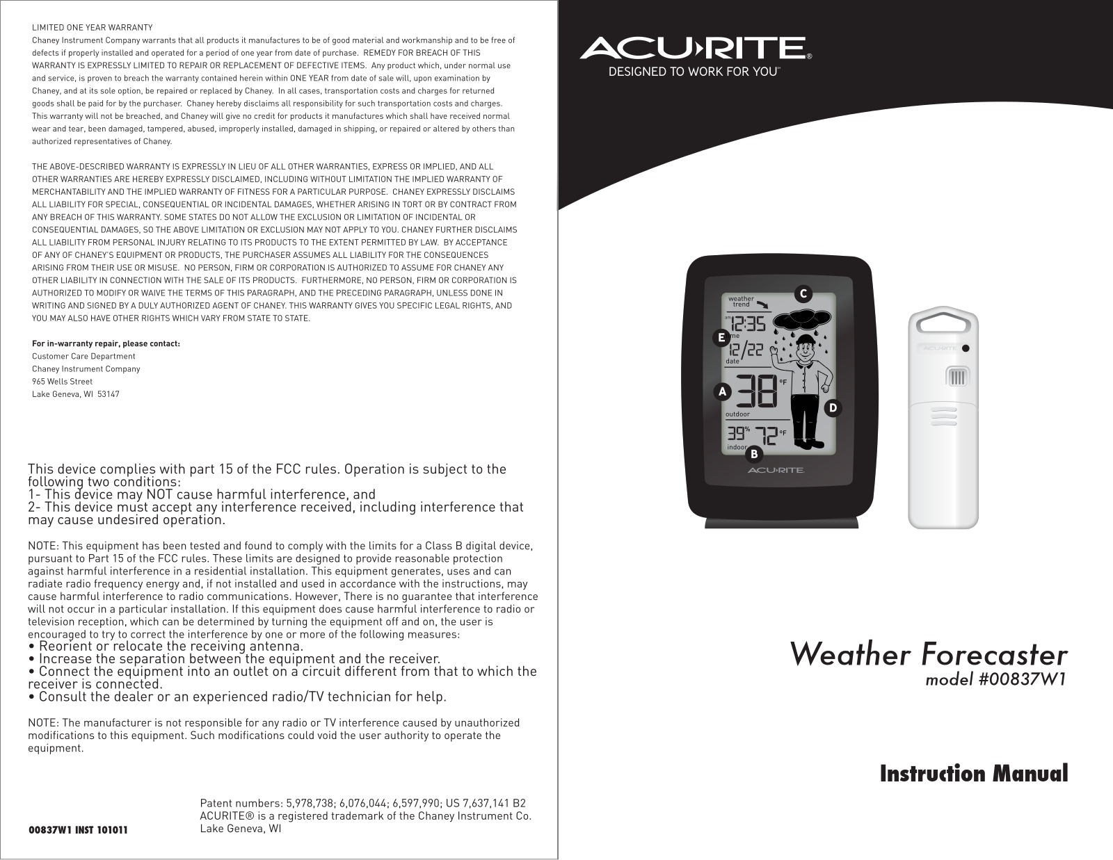 Acu-Rite 00837WI User Manual