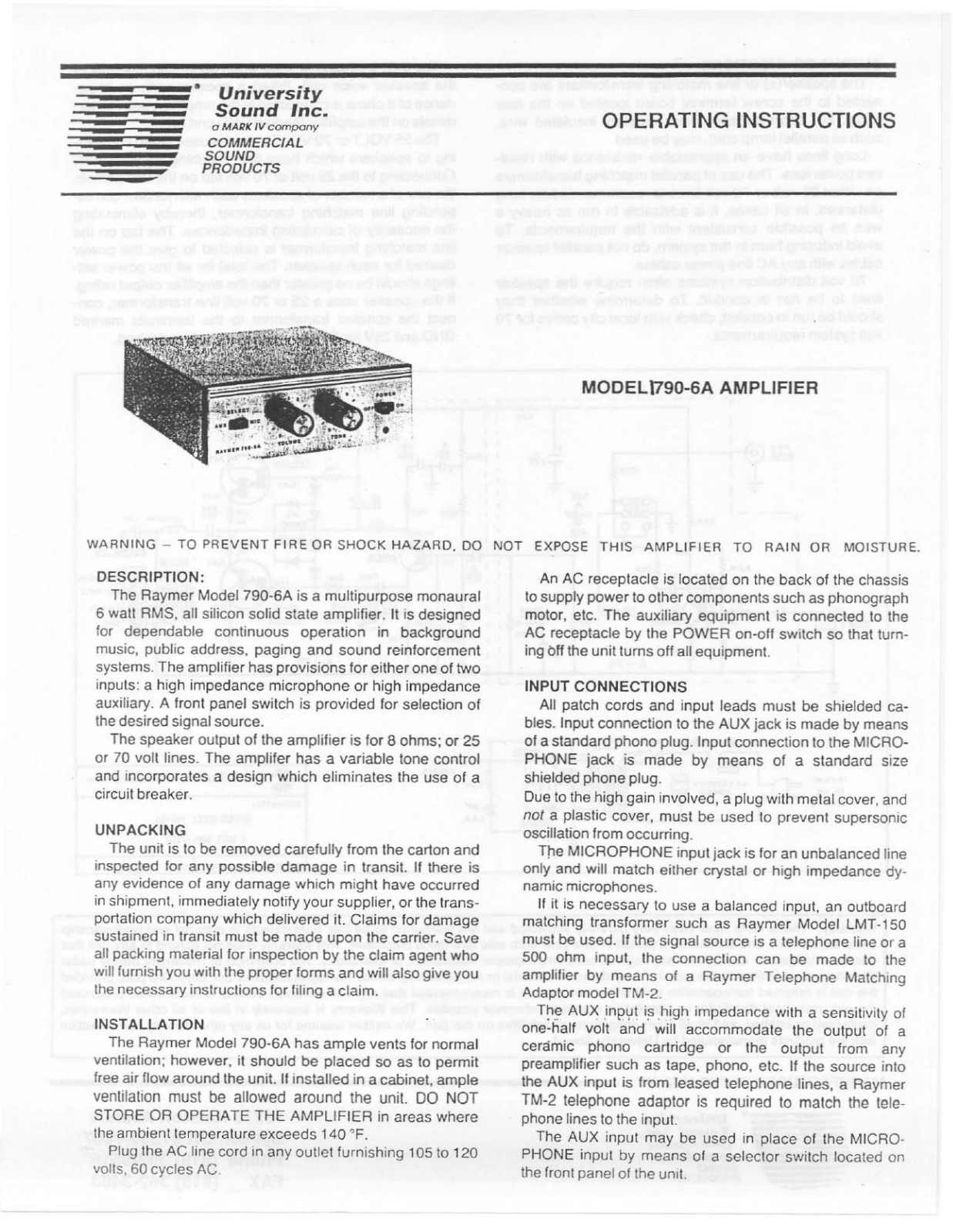 Telex 1790-6A User Manual