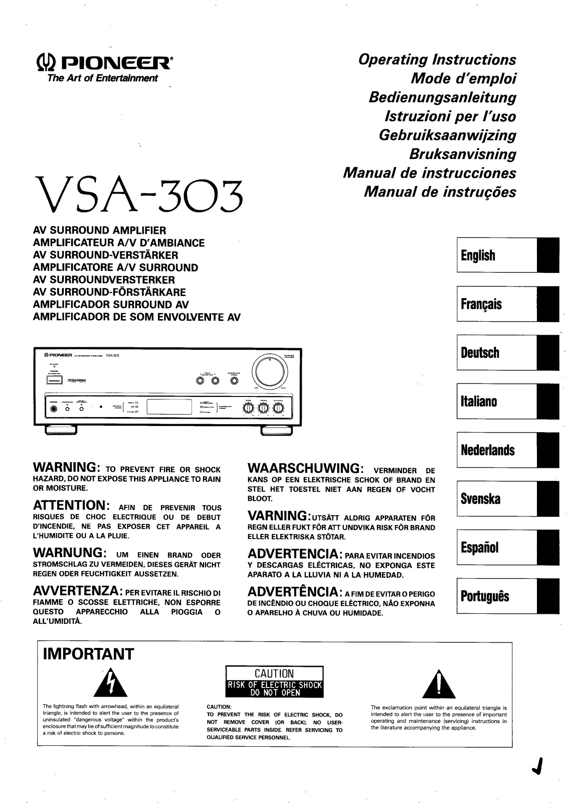 Pioneer VSA-303 User Manual