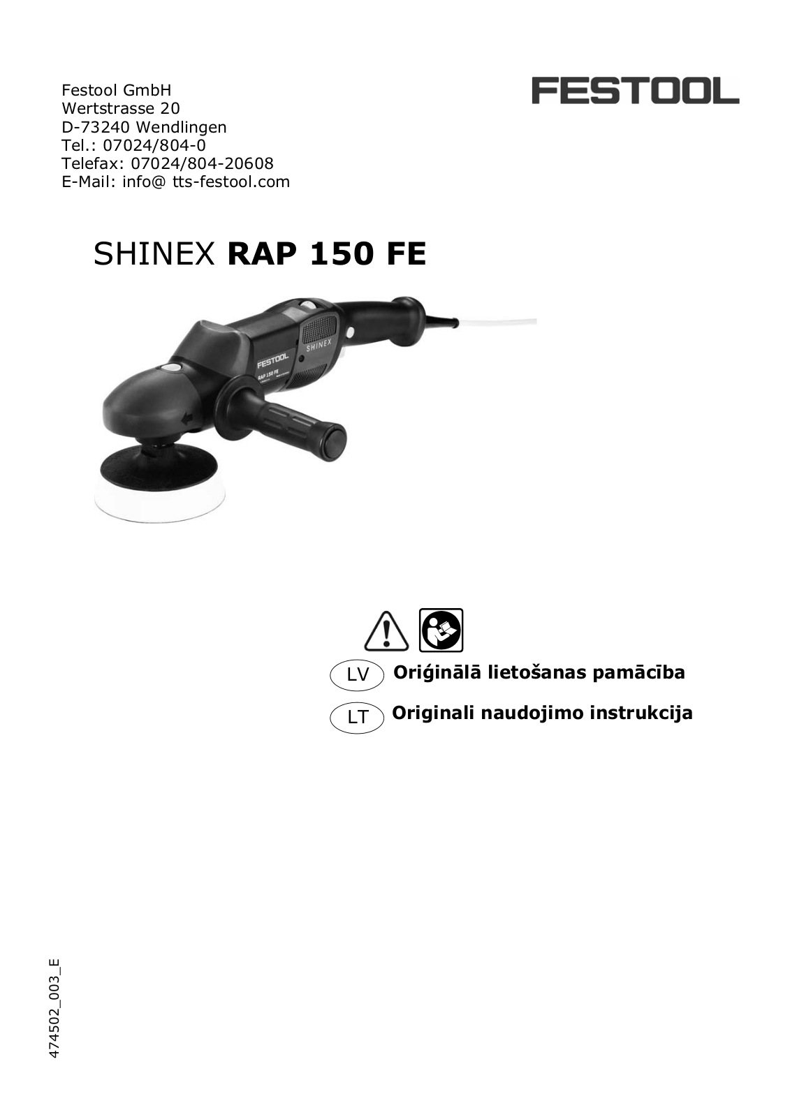 Festool SHINEX RAP 150 FE User Manual