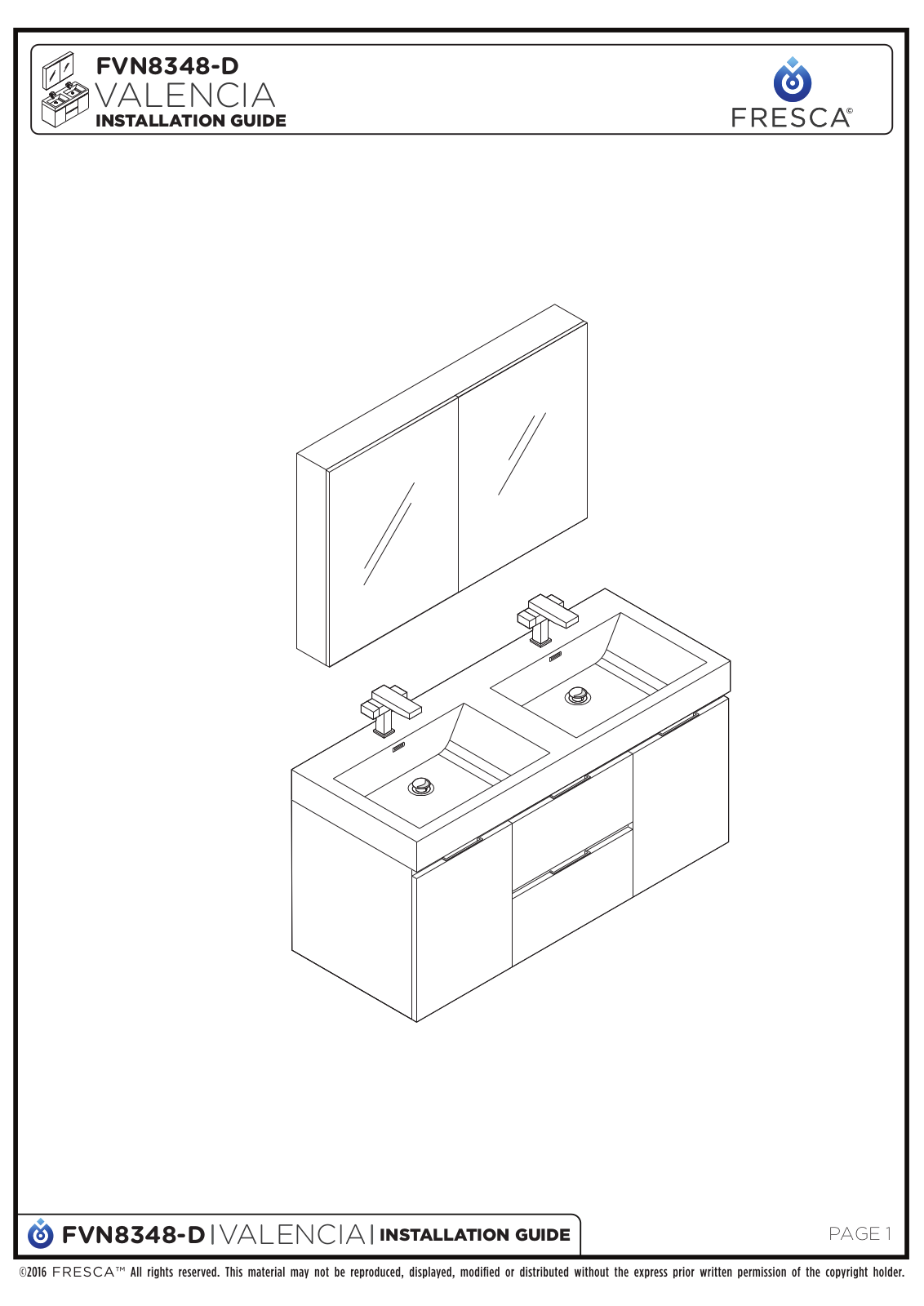 Fresca FCB8348WHDI Installation Manual